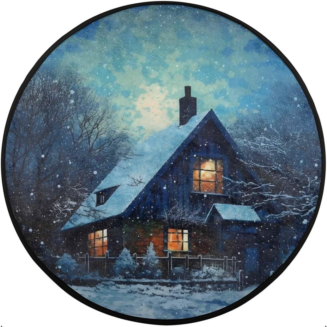 Aurora Snowy Village Round Rug Northern Lights Snow-Covered Cottages Dreamy Cozy Style Home Decor Carpet for Living Room Bedroom 40x40cm
Aurora Snowy Village Round Rug Northern Lights Snow-Covered Cottages Dreamy Cozy Style Home Decor Carpet for Living Room Bedroom 40x40cm