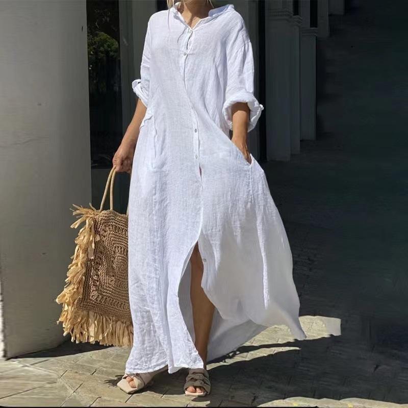 Women s Spring Summer Cotton Linen Maxi Dress Shirt Collar Long Sleeve Button Down Loose Plus Size Casual Dress with Pockets for Daily Vacation Wear M белый
Women s Spring Summer Cotton Linen Maxi Dress Shirt Collar Long Sleeve Button Down Loose Plus Size Casual Dress with Pockets for Daily Vacation Wear M белый