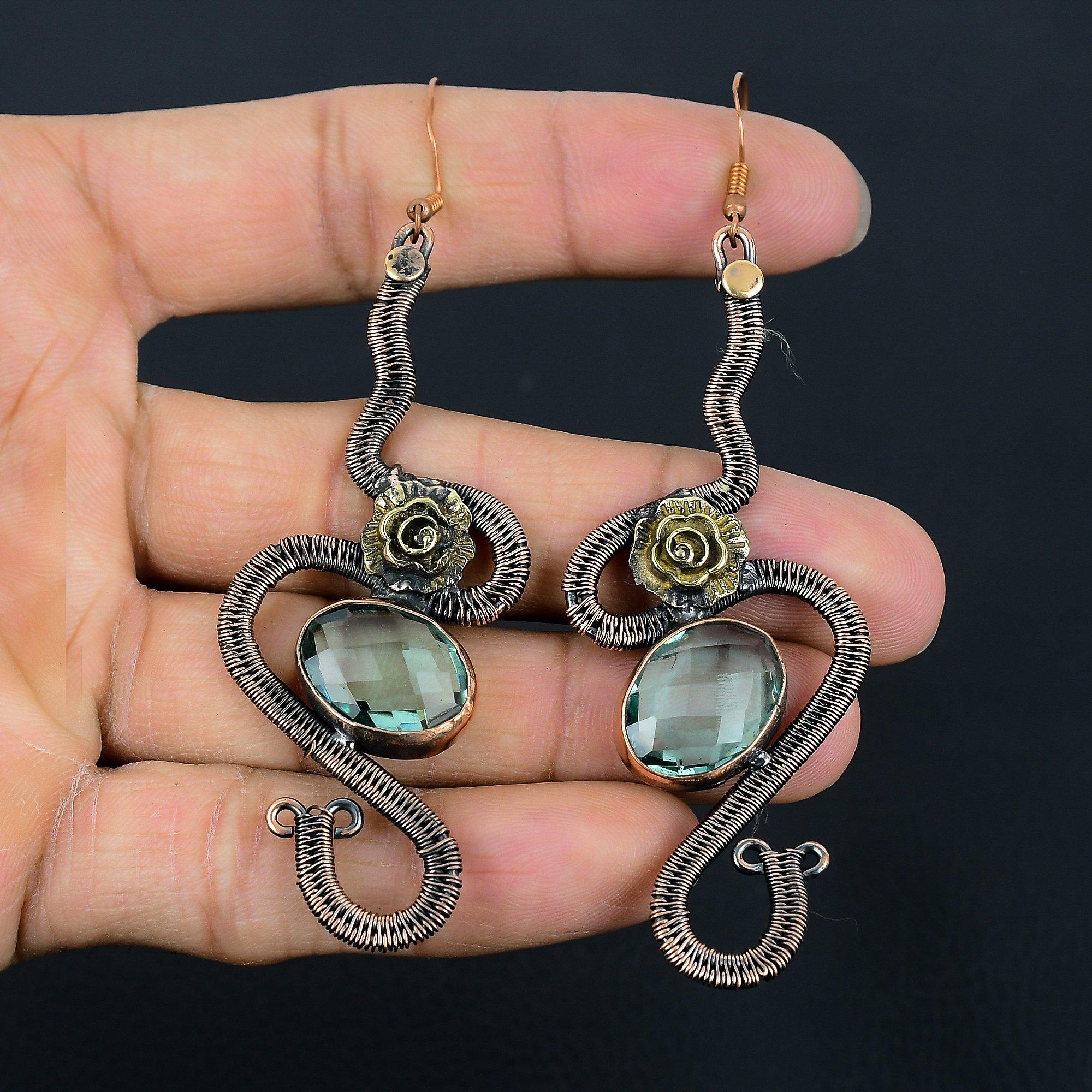 Серьги с ограненным аквамарином, обернутые медной проволокой 999 пробы, Ювелирные изделия из драгоценных камней ручной работы, Подарки для жены, Совершенно новые серьги 2.55 Inches
Серьги с ограненным аквамарином, обернутые медной проволокой 999 пробы, Ювелирные изделия из драгоценных камней ручной работы, Подарки для жены, Совершенно новые серьги 2.55 Inches