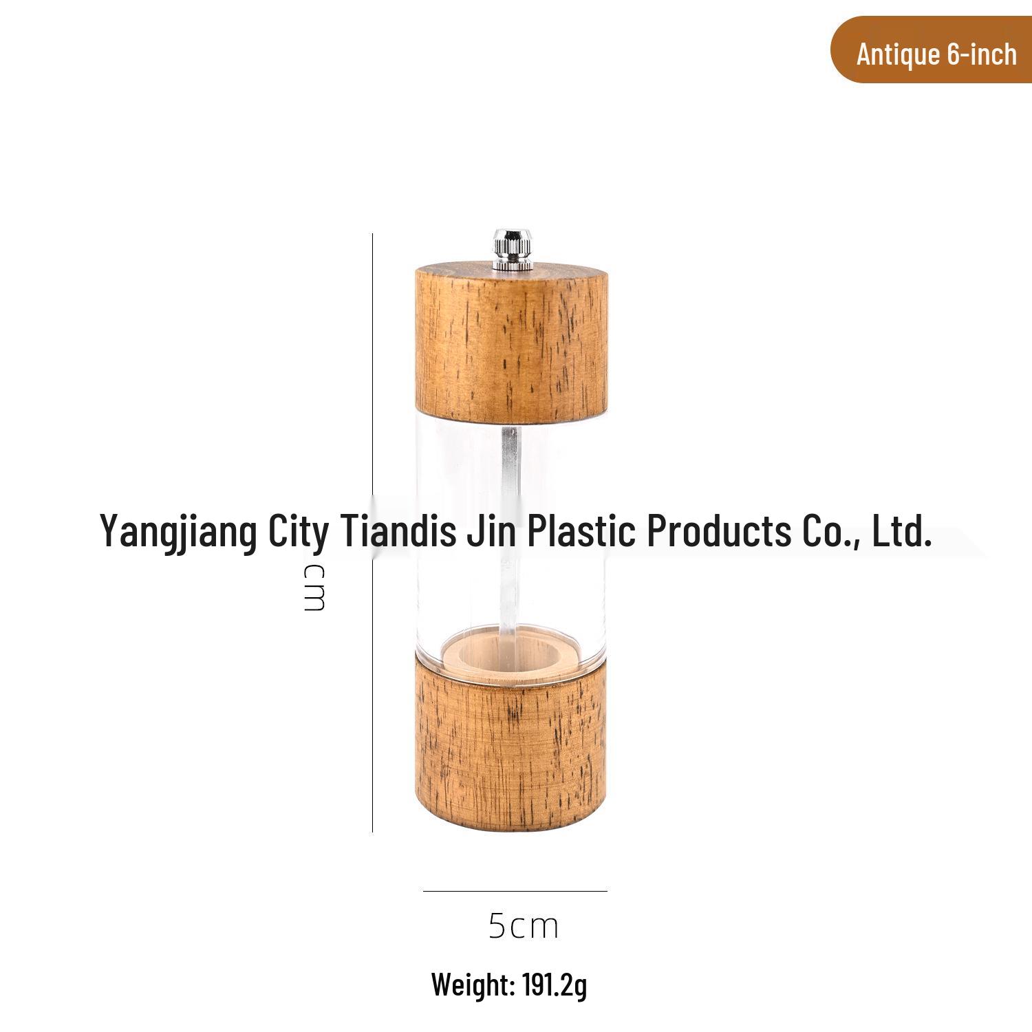 Ручная мельница для перца из дуба и акрила - Черная мельница для перца Кухонный инструмент