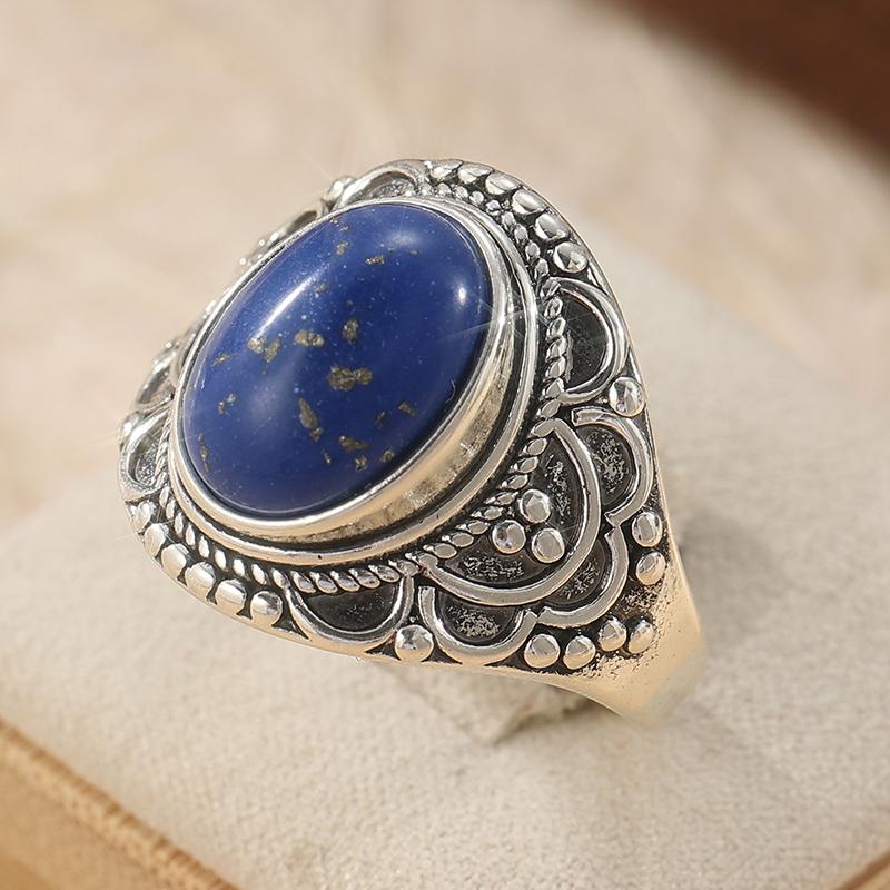 Vintage Gorgeous Inlaid Oval Synthetic Lapis Lazuli Hand Carved Ring for Women Exquisite Fashion Banquet Silvery Plated Jewelry 6&Silver Plated
Vintage Gorgeous Inlaid Oval Synthetic Lapis Lazuli Hand Carved Ring for Women Exquisite Fashion Banquet Silvery Plated Jewelry 6&Silver Plated