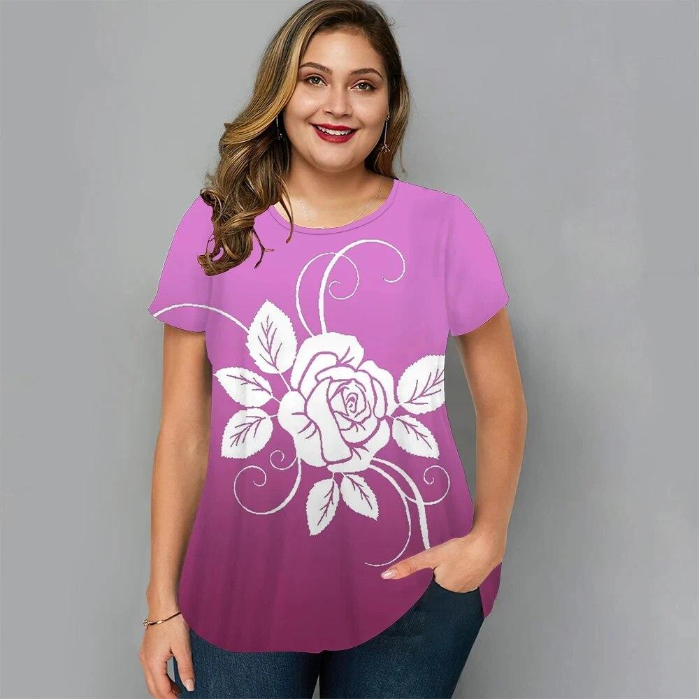 Женские футболки с 3d цветочным принтом, летняя повседневная одежда, верхняя одежда большого размера с круглым вырезом и короткими рукавами, модная футболка Madam L
Женские футболки с 3d цветочным принтом, летняя повседневная одежда, верхняя одежда большого размера с круглым вырезом и короткими рукавами, модная футболка Madam L