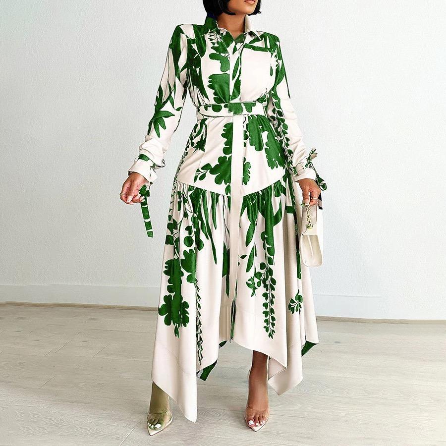 Fashion Printed Dresses Woman Plus Size Xxxl Turn Down Collar Single Breasted Long Sleeve Ankle Length Dress XXXL зелений
Fashion Printed Dresses Woman Plus Size Xxxl Turn Down Collar Single Breasted Long Sleeve Ankle Length Dress XXXL зелений