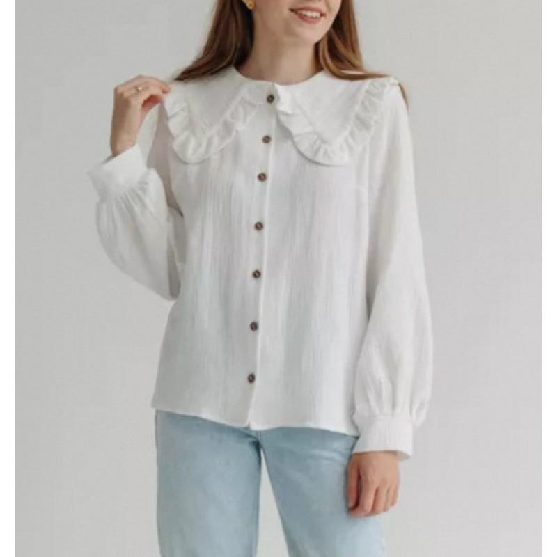 Classic French Retro Women s Clothing All-match Fungus Rim Doll Collar White Lapel Long-sleeved Shirt Top Autumn L
Classic French Retro Women s Clothing All-match Fungus Rim Doll Collar White Lapel Long-sleeved Shirt Top Autumn L