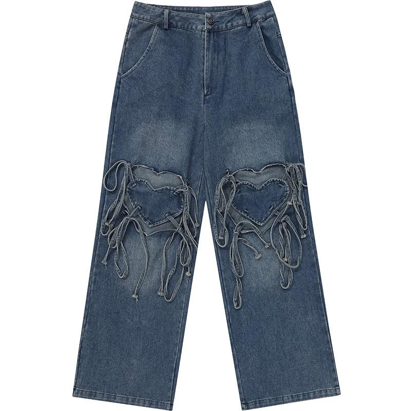 Ранние женские джинсы Dopamine и широкие брюки с перфорацией и высокой талией Love Tie Design L синий
Ранние женские джинсы Dopamine и широкие брюки с перфорацией и высокой талией Love Tie Design L синий