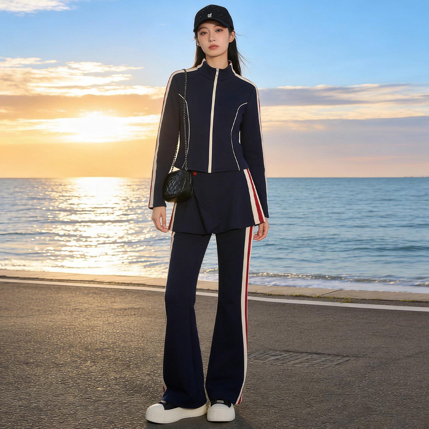 Women s European Style Spring Casual Striped Three-Piece Set: Stand-Up Collar Hoodie Cardigan, Ruffle Hem, Micro-Flare Pants XL
Women s European Style Spring Casual Striped Three-Piece Set: Stand-Up Collar Hoodie Cardigan, Ruffle Hem, Micro-Flare Pants XL
