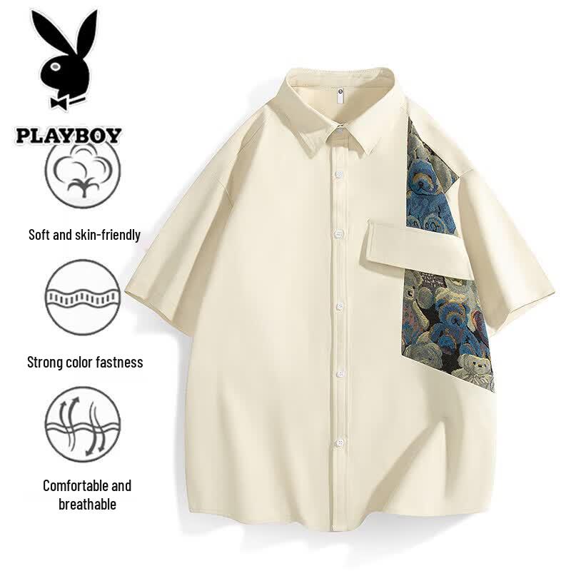 PLAYBOY Men s Casual Short Sleeve Lapel Shirt M
PLAYBOY Men s Casual Short Sleeve Lapel Shirt M