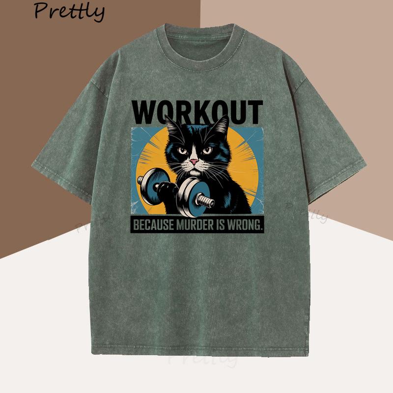 Workout Because Murder Is Wrong TShirt Training Fitness Exercise T Shirts Oversized Tees Funny Cat Printed Tshirt Vintage Tops 4XL
Workout Because Murder Is Wrong TShirt Training Fitness Exercise T Shirts Oversized Tees Funny Cat Printed Tshirt Vintage Tops 4XL