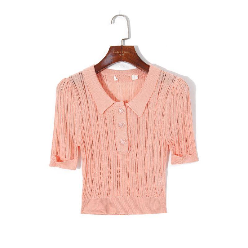 Летняя женская одежда 2025 года Однотонный пуловер-кардиган на пуговицах с лацканами, с коротким рукавом, облегающего кроя, эластичная, удобная трикотажная футболка Pink S
Летняя женская одежда 2025 года Однотонный пуловер-кардиган на пуговицах с лацканами, с коротким рукавом, облегающего кроя, эластичная, удобная трикотажная футболка Pink S