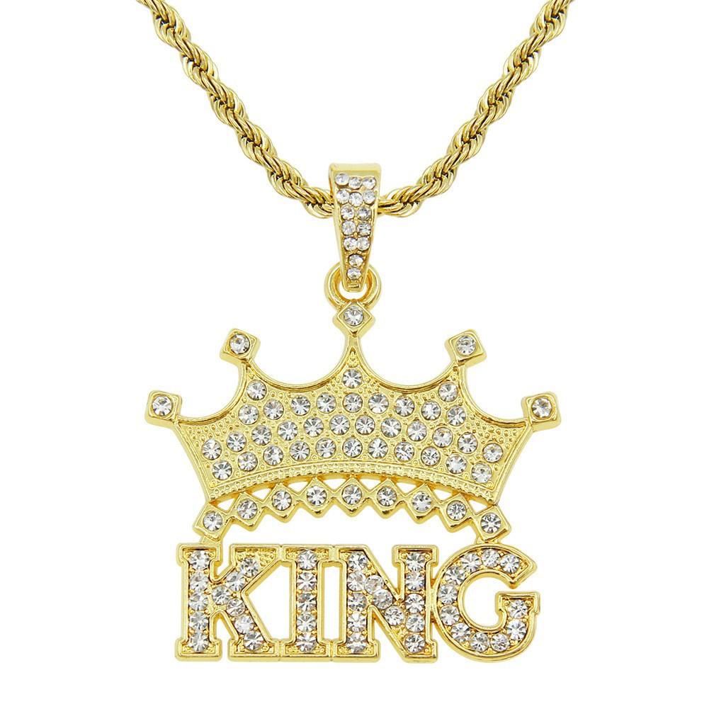 Hot Sale Hip Hop Full Diamond Crown Letter King Alloy Pendant Personalized Niche Necklace Accessories Gold + chain 60cm
Hot Sale Hip Hop Full Diamond Crown Letter King Alloy Pendant Personalized Niche Necklace Accessories Gold + chain 60cm