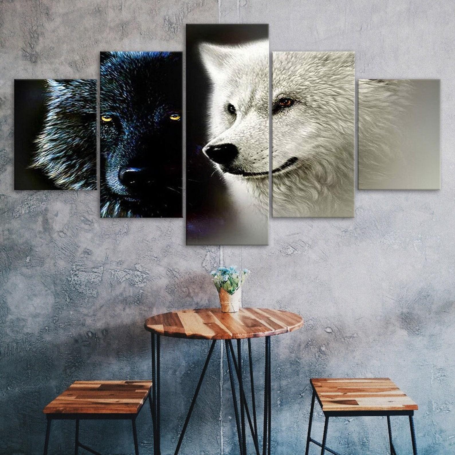 Black and White Wolves 5 Piece Canvas Wall Art Multi Panel Print Modern Wolf Wild Animal Poster Home Decor Pictures Gift For Him For Her 20X35 20X45 20X55CM
Black and White Wolves 5 Piece Canvas Wall Art Multi Panel Print Modern Wolf Wild Animal Poster Home Decor Pictures Gift For Him For Her 20X35 20X45 20X55CM
