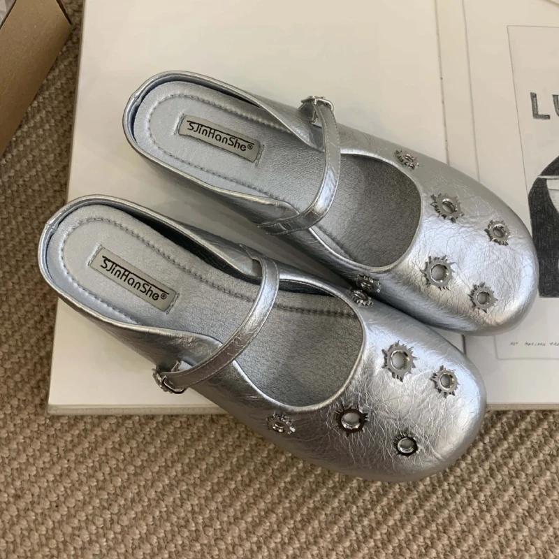Fashion Round Toe Metal Rivet Embellished Design Flat Sandals Women Fashion Comfort Buckle Soft Sole Slipper Sandalki Damskie Eleganckie 39 серебряный
Fashion Round Toe Metal Rivet Embellished Design Flat Sandals Women Fashion Comfort Buckle Soft Sole Slipper Sandalki Damskie Eleganckie 39 серебряный