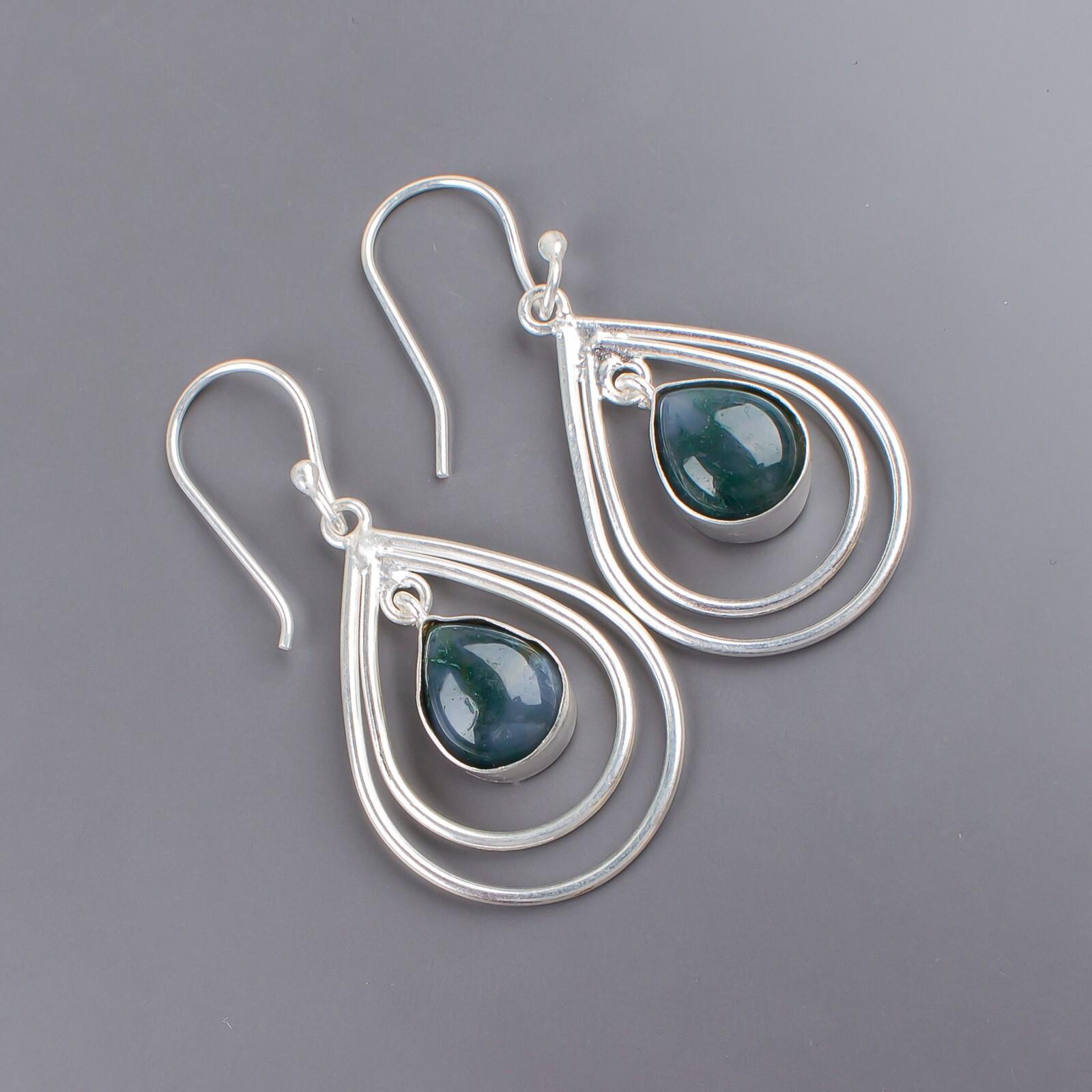 Natural Moss Agate Gemstone 925 Sterling Silver Handmade Designer Earrings 2.00 EE-34-31
Natural Moss Agate Gemstone 925 Sterling Silver Handmade Designer Earrings 2.00 EE-34-31