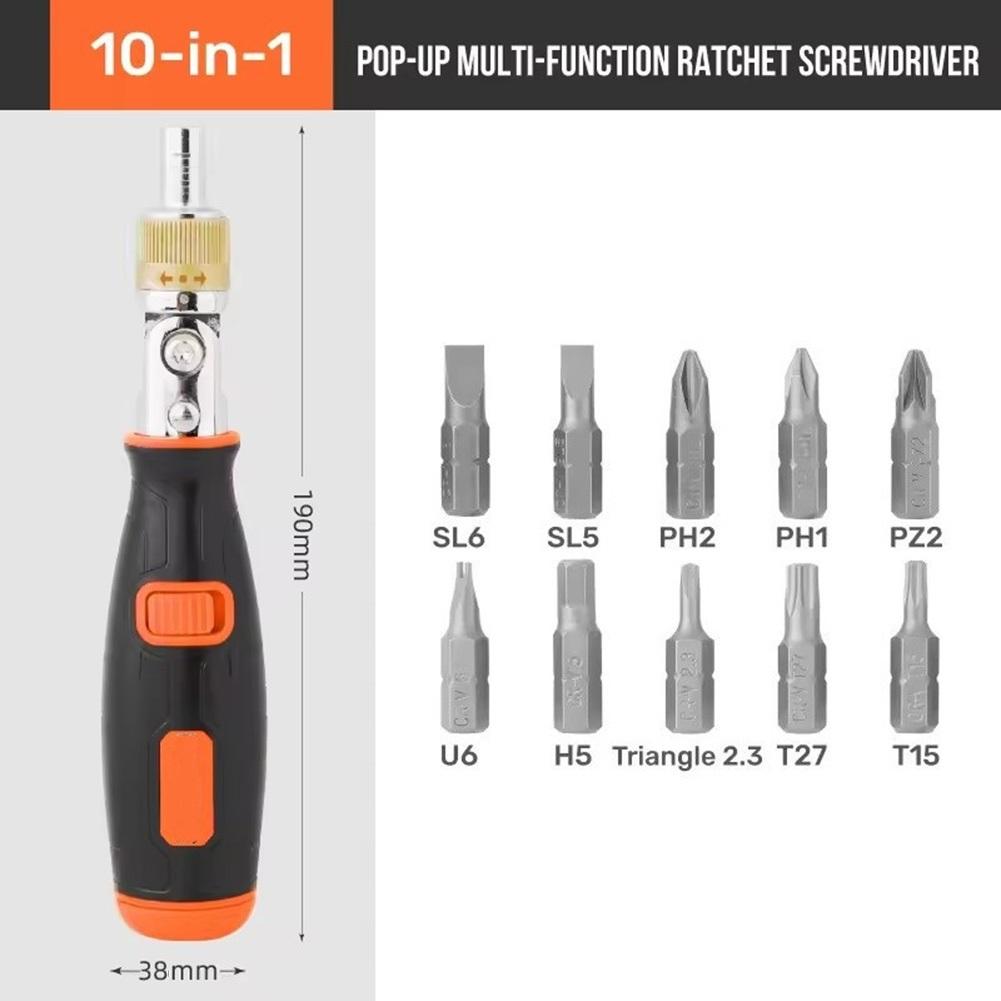 10-In-1 Portable Ratchet Screwdriver Multifunctional Interchangeable Household Screwdriver Heads For Home Furnishings Car Repair помаранчевий
10-In-1 Portable Ratchet Screwdriver Multifunctional Interchangeable Household Screwdriver Heads For Home Furnishings Car Repair помаранчевий