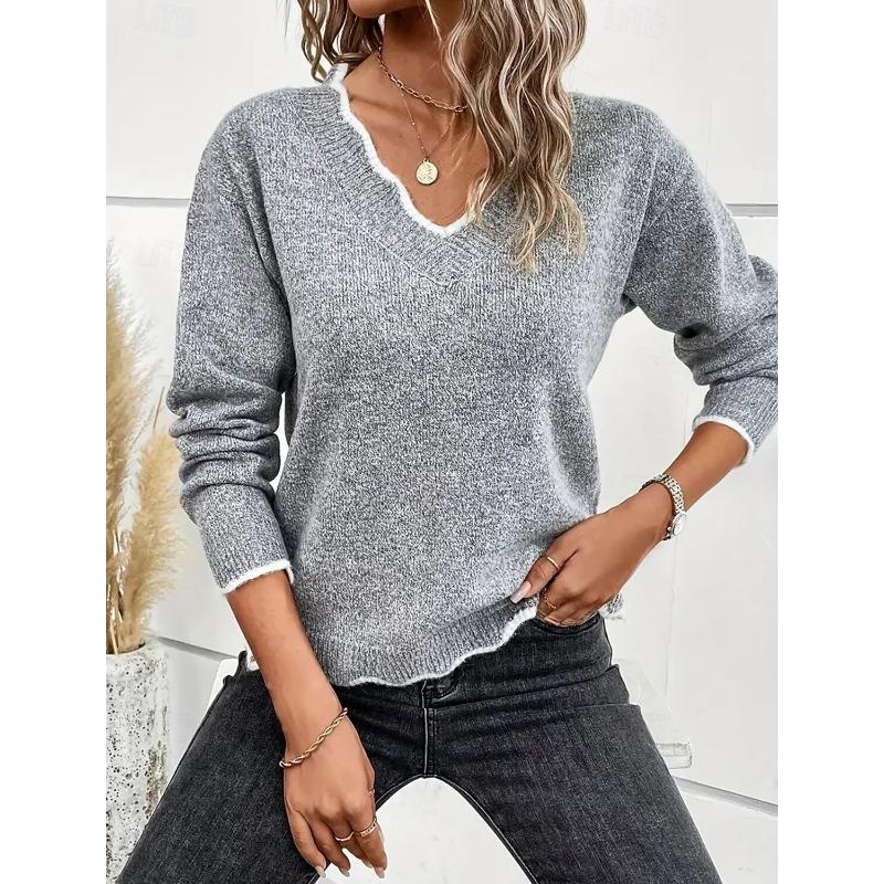women s Color Block Scalloped V Neck Long Sleeve Loose Pullover Knit Sweater Casual Fall Top 3XL сірий колір
women s Color Block Scalloped V Neck Long Sleeve Loose Pullover Knit Sweater Casual Fall Top 3XL сірий колір