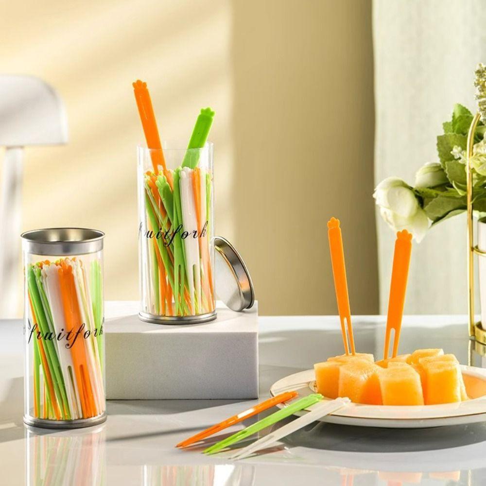 36pcs Household Plastic Carrot Fruit Fork with Holder Reusable Cake Fork Cartoon Two-tooth Dessert Pick Kids
36pcs Household Plastic Carrot Fruit Fork with Holder Reusable Cake Fork Cartoon Two-tooth Dessert Pick Kids