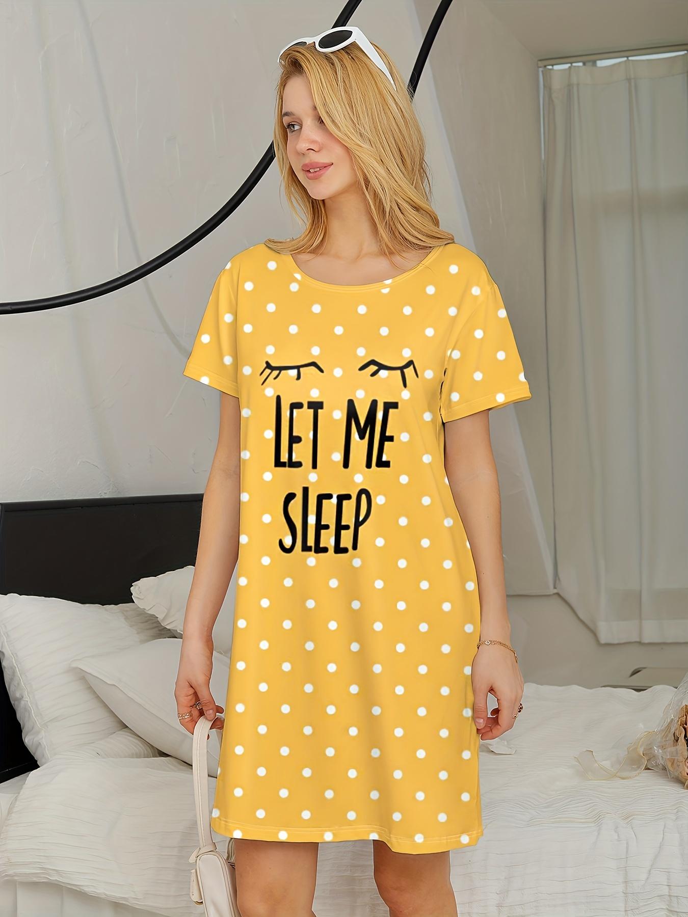 Women s Summer Sleep Dress - Sliky Fiber Fabric Cute Cartoon ;LET ME SLEEP; Print Short Sleeve Nightgown. Lightweight Breathable Round Neck Lounge Dre 6XL дубильна кора
Women s Summer Sleep Dress - Sliky Fiber Fabric Cute Cartoon ;LET ME SLEEP; Print Short Sleeve Nightgown. Lightweight Breathable Round Neck Lounge Dre 6XL дубильна кора