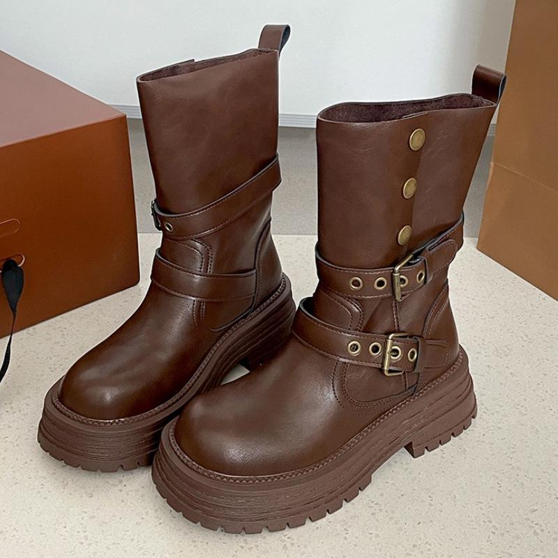 Brown Retro Platforms Ankle Boots Woman Fashion Round Toe Metal Rivets Buckle Modern Boots Comfort Height Increase Mid-calf Boot 40 коричневий
Brown Retro Platforms Ankle Boots Woman Fashion Round Toe Metal Rivets Buckle Modern Boots Comfort Height Increase Mid-calf Boot 40 коричневий