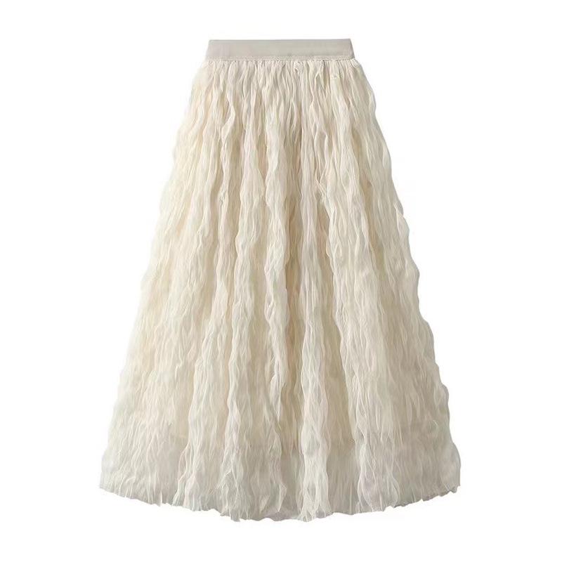 2026 Summer Elegant High Waist Mesh A-line Skirt with Wave Pleats for Women L (121-140 jin, skirt length 86, lining 70) off білий колір
2026 Summer Elegant High Waist Mesh A-line Skirt with Wave Pleats for Women L (121-140 jin, skirt length 86, lining 70) off білий колір