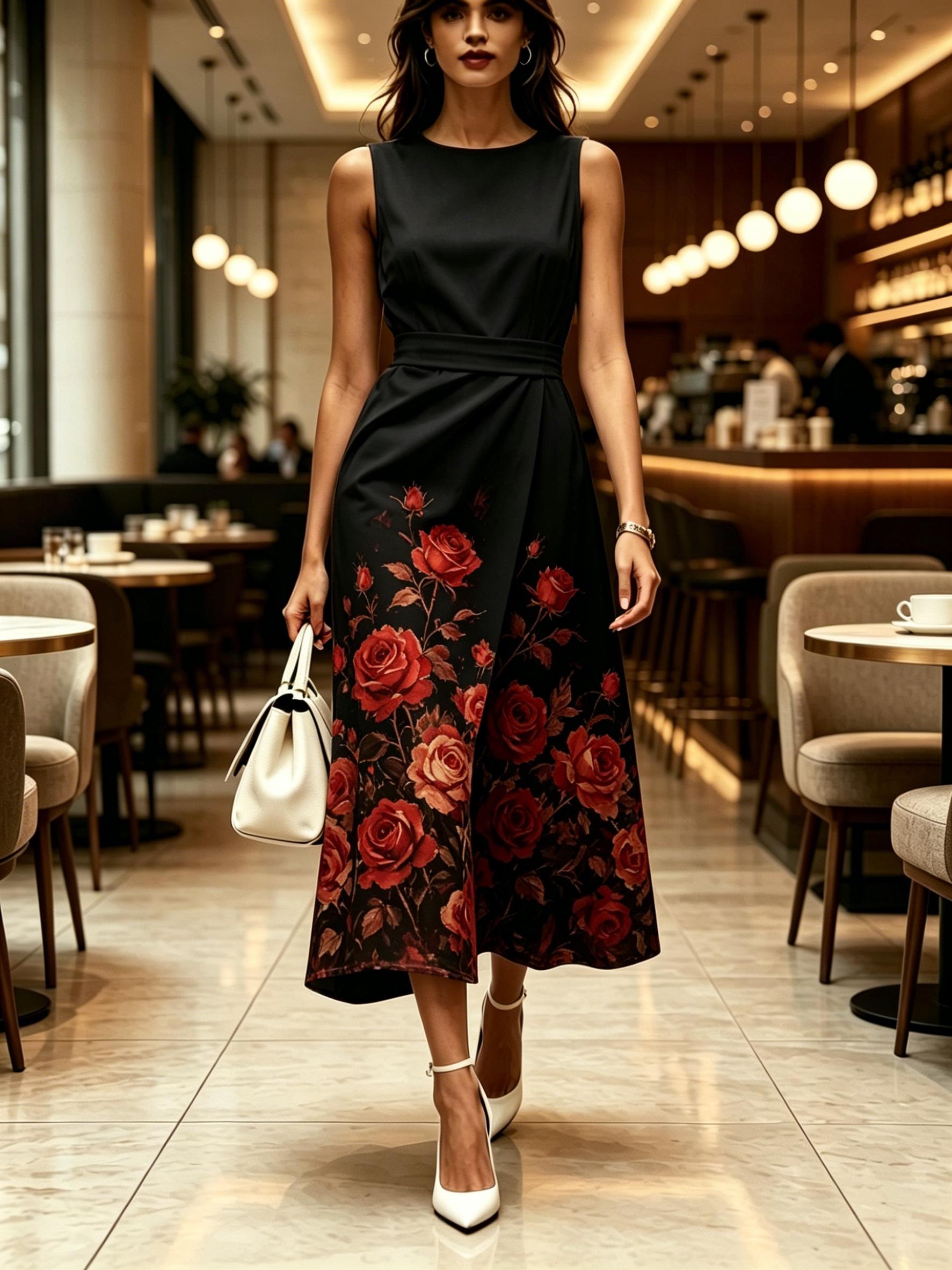 Women Round Neck Sleeveless Midi Dress Black with Red Rose Print Modern Elegant Casual Fashion Spring Summer Autumn Womens Clothing XXL
Women Round Neck Sleeveless Midi Dress Black with Red Rose Print Modern Elegant Casual Fashion Spring Summer Autumn Womens Clothing XXL