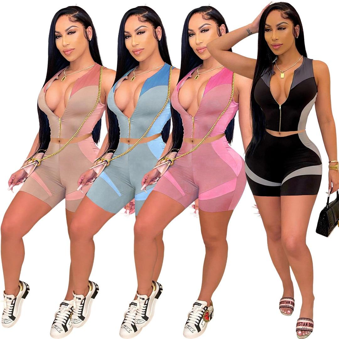 Two Piece Sets for Women Skinny Fashion Printing Women Tracksuit Zip Sleeveless Crop Top and Biker Shorts Two Piece Matching Set S чорний
Two Piece Sets for Women Skinny Fashion Printing Women Tracksuit Zip Sleeveless Crop Top and Biker Shorts Two Piece Matching Set S чорний