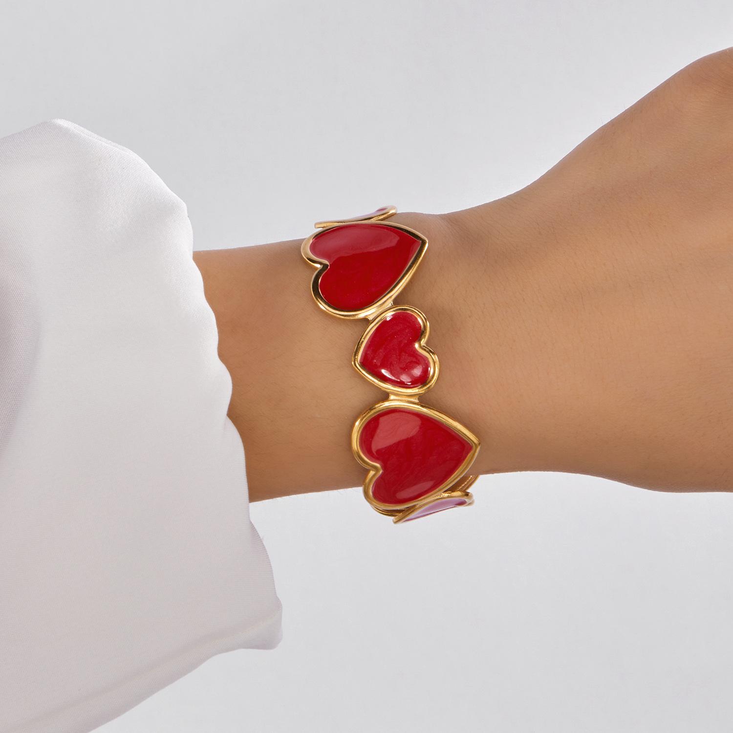 Sweet Romantic Pink Heart Love Cuff Bracelets for Women Girl Stainless Steel Enamel Heart Wrist Bracelets Waterproof Jewelry
Sweet Romantic Pink Heart Love Cuff Bracelets for Women Girl Stainless Steel Enamel Heart Wrist Bracelets Waterproof Jewelry
