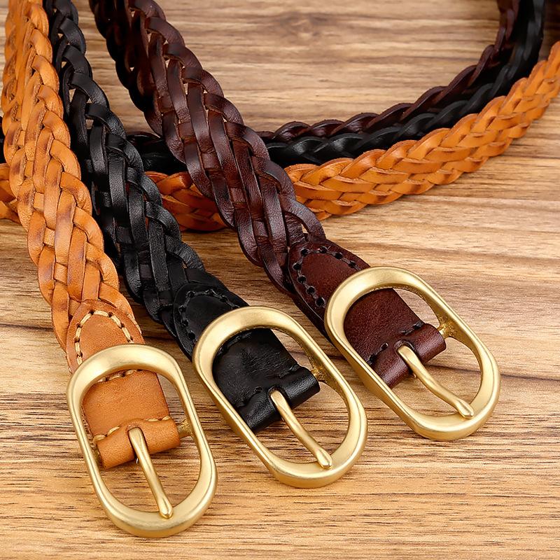 Pure Handmade Cowhide Woven Belt Leather Belt Simple Retro Belt Women 80-100cm темно-коричневого кольору
Pure Handmade Cowhide Woven Belt Leather Belt Simple Retro Belt Women 80-100cm темно-коричневого кольору