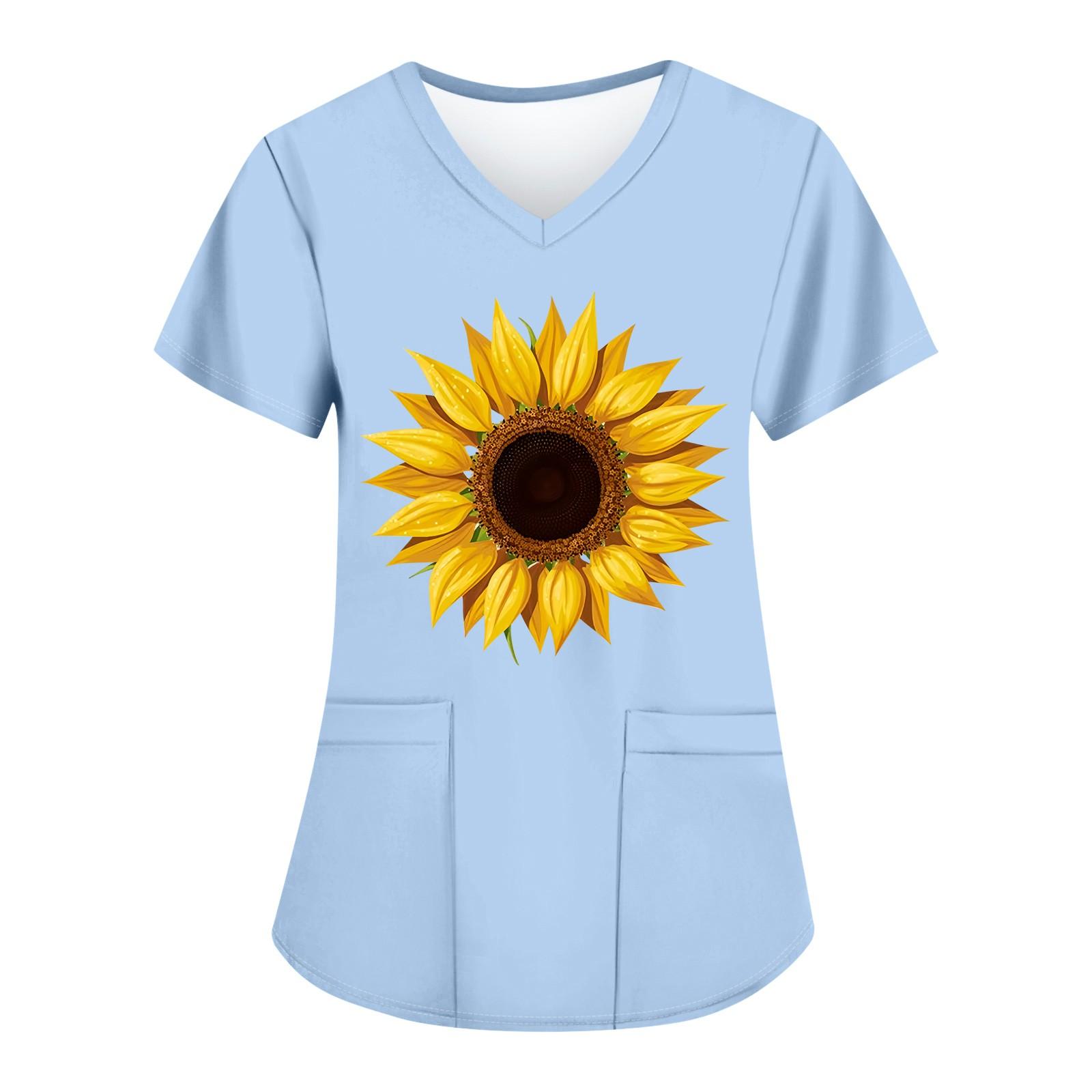 Женские модные топы с короткими рукавами и V-образным вырезом с принтом, рабочие футболки с карманами L синий
Женские модные топы с короткими рукавами и V-образным вырезом с принтом, рабочие футболки с карманами L синий