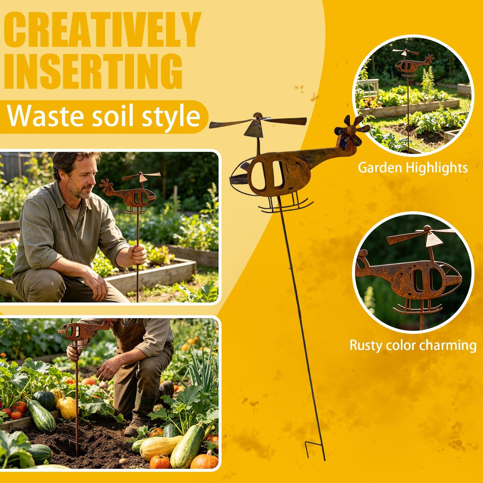 Outdoor Metal Helicopter Garden Stake Rust Finish Decorative Yard Ornament with Rotating Blades and Ground Spike for Lawn and Patio One Size коричневий
Outdoor Metal Helicopter Garden Stake Rust Finish Decorative Yard Ornament with Rotating Blades and Ground Spike for Lawn and Patio One Size коричневий