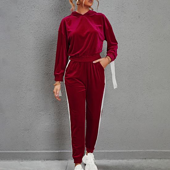 1 комплект, женский свитер, спортивные штаны, спортивный костюм в полоску с эластичной резинкой на талии, спортивная одежда, бархатный капюшон с эластичными манжетами, комплект из двух предметов
1 комплект, женский свитер, спортивные штаны, спортивный костюм в полоску с эластичной резинкой на талии, спортивная одежда, бархатный капюшон с эластичными манжетами, комплект из двух предметов