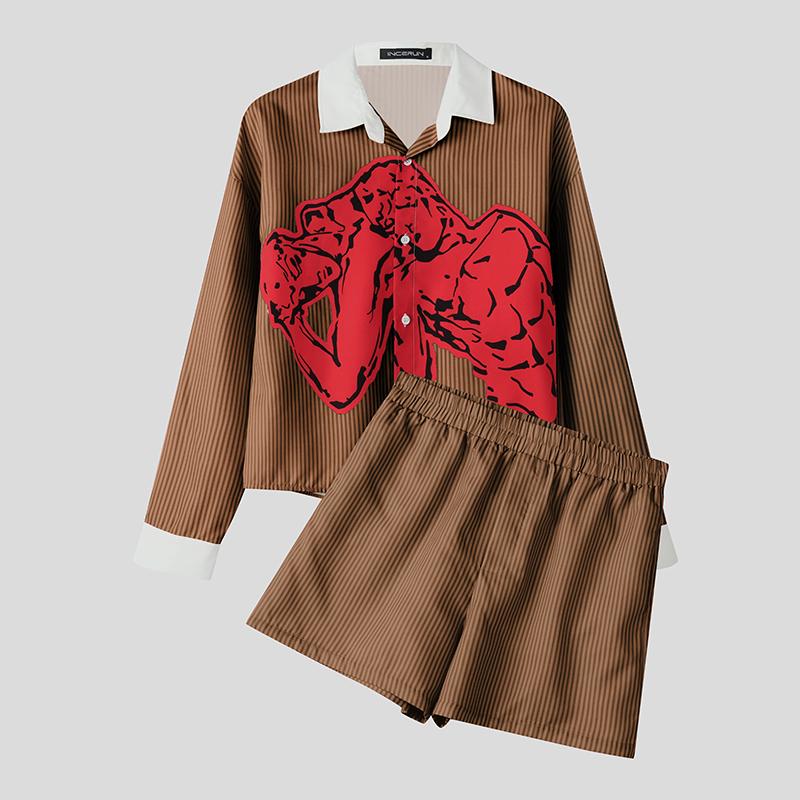 INCERUN 2PCS Men Two Pieces Striped Print Long Sleeve Buttons Shirts Short Pants Casual Sets 5XL коричневый
INCERUN 2PCS Men Two Pieces Striped Print Long Sleeve Buttons Shirts Short Pants Casual Sets 5XL коричневый