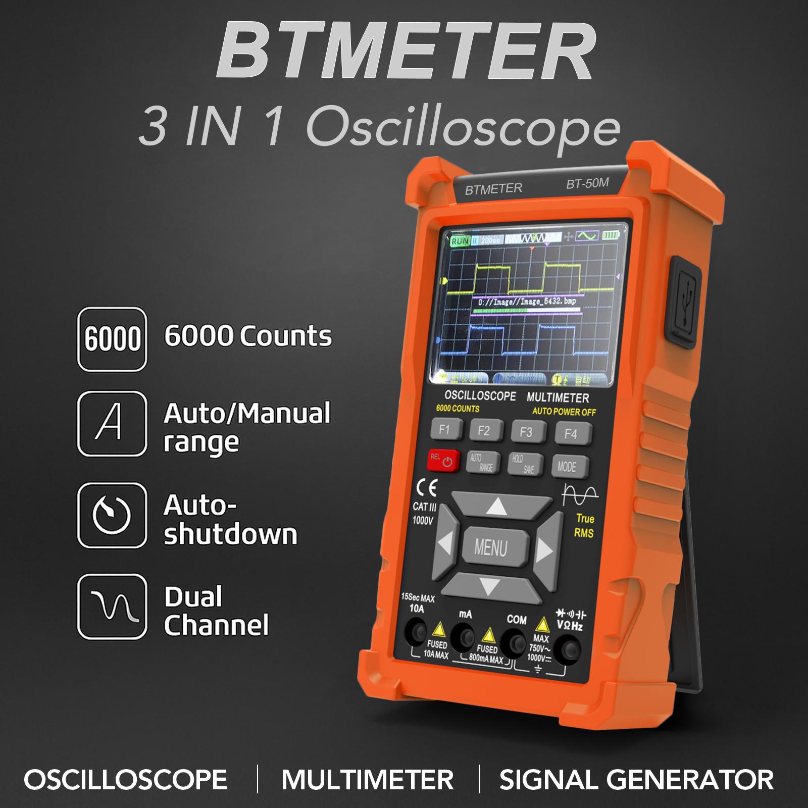 Signal Generator, Oscilloscope & Multimeter 3-in-1 Functional Instruments 50MHz Dual-Channel Bandwidth, 6000 Character Display
Signal Generator, Oscilloscope & Multimeter 3-in-1 Functional Instruments 50MHz Dual-Channel Bandwidth, 6000 Character Display