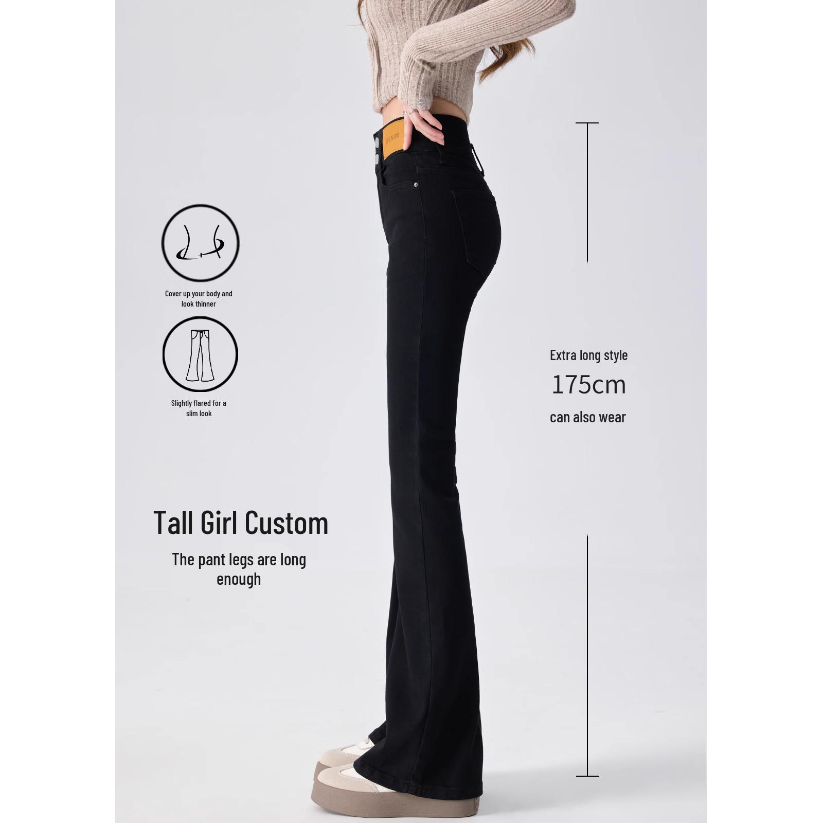 Extra Long High-Waist Micro-Flared Black Denim Pants for Tall Women - Fleece-Lined for Autumn/Winter 31 - recommended weight (136-145 lbs)
Extra Long High-Waist Micro-Flared Black Denim Pants for Tall Women - Fleece-Lined for Autumn/Winter 31 - recommended weight (136-145 lbs)