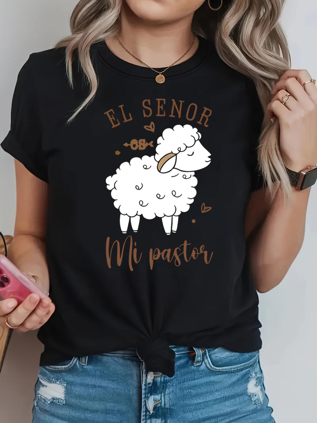 Womens Short Sleeve Tshirt EL SENOR Mi pastor Spanish Letter Print Crew Neck Casual Daily Top For Summer Spring S
Womens Short Sleeve Tshirt EL SENOR Mi pastor Spanish Letter Print Crew Neck Casual Daily Top For Summer Spring S