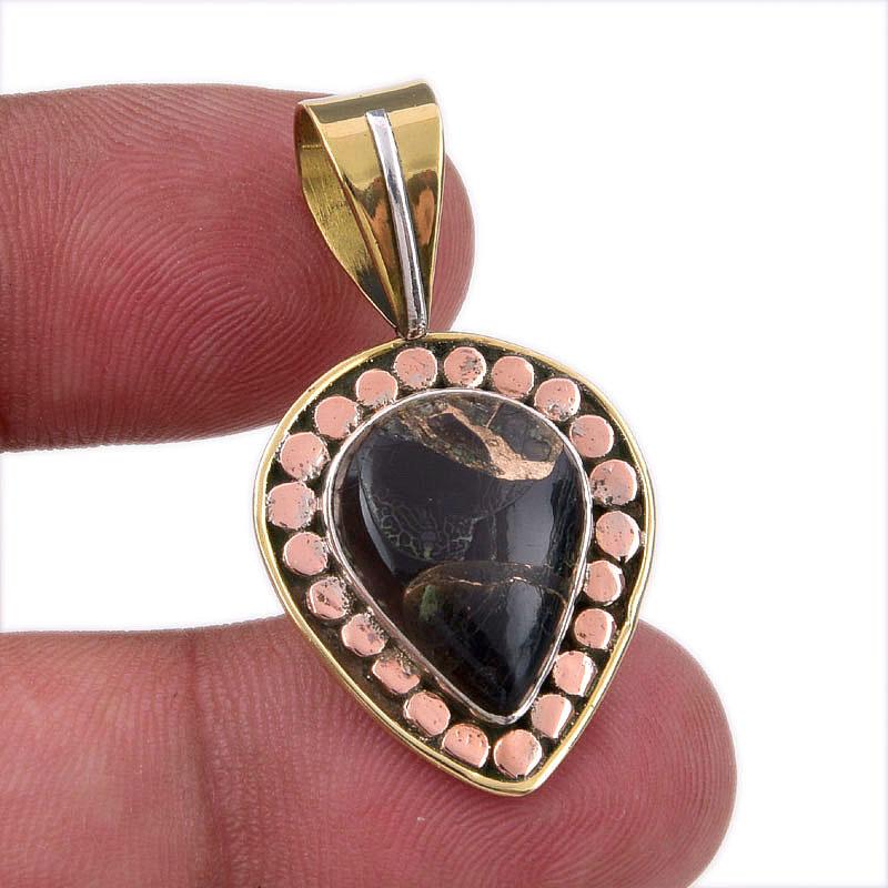 Natural Black Turquoise Gemstone 925 Sterling Silver Two Tone Pendant 1.50 c6p94
Natural Black Turquoise Gemstone 925 Sterling Silver Two Tone Pendant 1.50 c6p94