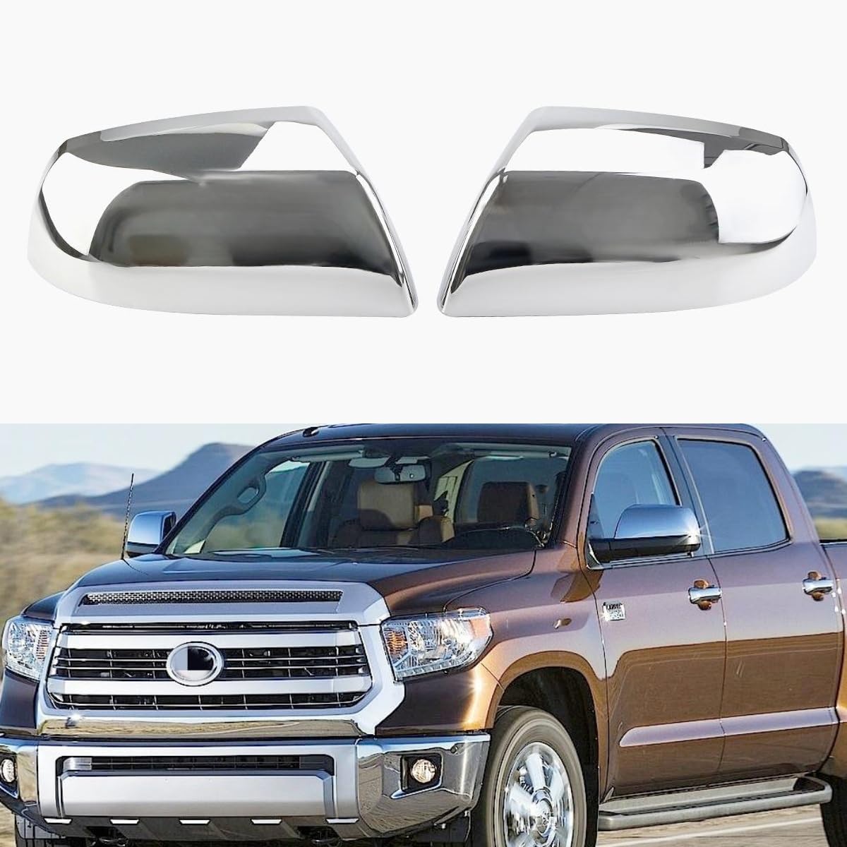 Chrome Mirror Covers Caps Fit for 2007-2019 Toyota Tundra 2008-2014 Toyota Sequoia 
Chrome Mirror Covers Caps Fit for 2007-2019 Toyota Tundra 2008-2014 Toyota Sequoia