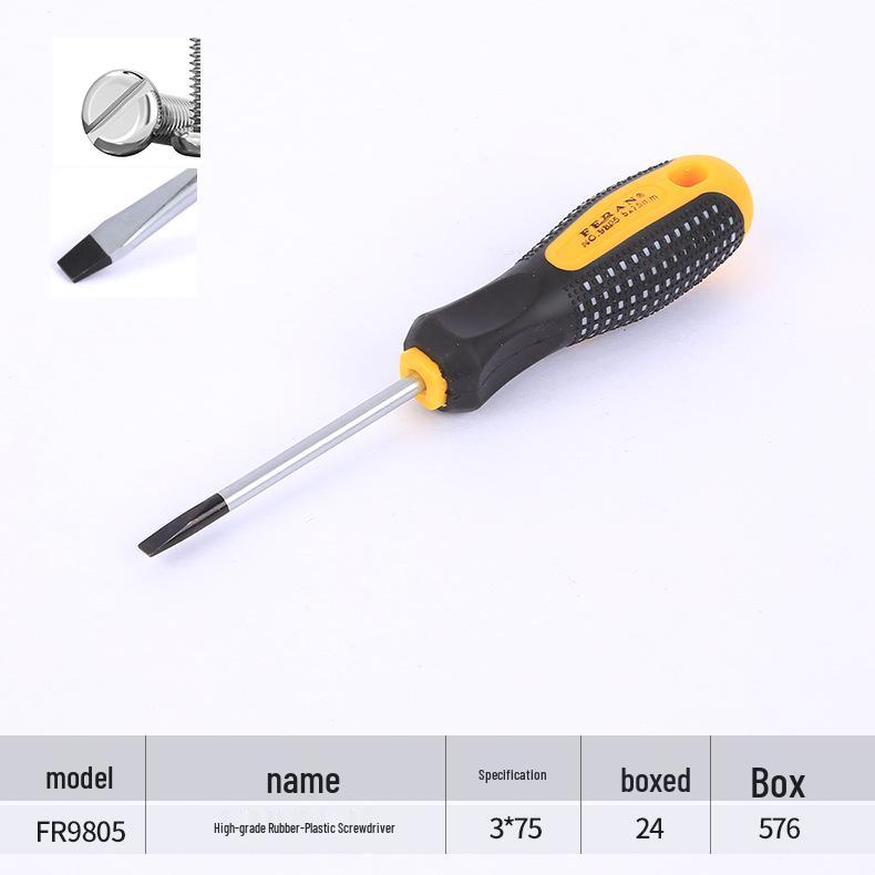 High-Grade Non-Slip Phillips & Flathead Screwdriver with Tri-Color Massage Handle, made from Chrome-Vanadium Steel.
High-Grade Non-Slip Phillips & Flathead Screwdriver with Tri-Color Massage Handle, made from Chrome-Vanadium Steel.