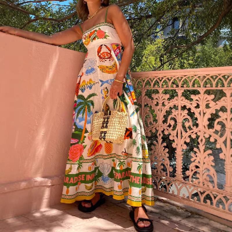 Elegant European & American Women s Spaghetti Strap Graffiti Print Maxi Dress Small
Elegant European & American Women s Spaghetti Strap Graffiti Print Maxi Dress Small