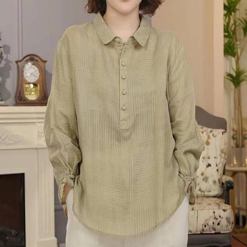 Футболка весна-лето из пряжи, сотканной из чистого рами, с кукольным воротником, с длинными рукавами спереди, с короткой спинкой, с длинными рукавами, универсальные рубашки 5XL светло-зеленый
Футболка весна-лето из пряжи, сотканной из чистого рами, с кукольным воротником, с длинными рукавами спереди, с короткой спинкой, с длинными рукавами, универсальные рубашки 5XL светло-зеленый