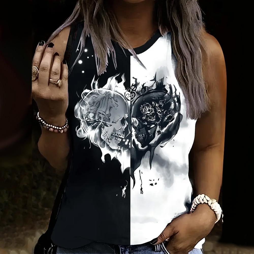 Модный жилет без рукавов с 3D-принтом в виде черепа, новая повседневная универсальная футболка с круглым вырезом, женская одежда, летние дышащие майки 2024 года 3XL
Модный жилет без рукавов с 3D-принтом в виде черепа, новая повседневная универсальная футболка с круглым вырезом, женская одежда, летние дышащие майки 2024 года 3XL