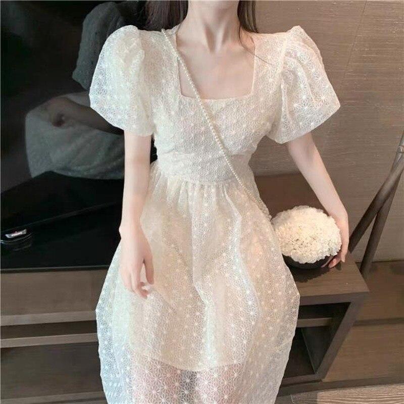 Puff Sleeve Elegant Fairy Dress Women Square Collar Dot Bandage Dress Evening Party One Piece Dress Korean Kawaii 2021 Summer
Puff Sleeve Elegant Fairy Dress Women Square Collar Dot Bandage Dress Evening Party One Piece Dress Korean Kawaii 2021 Summer