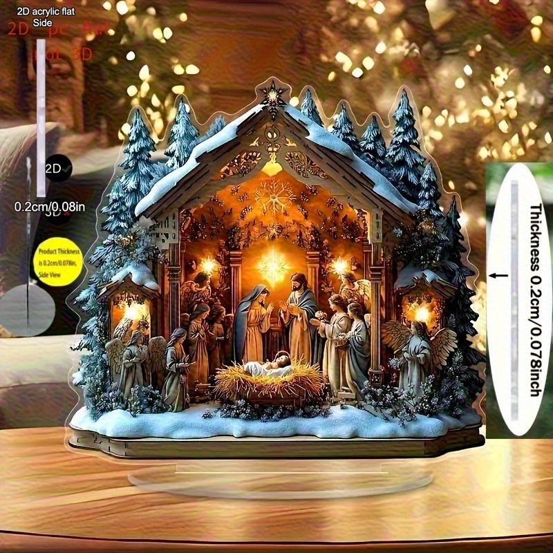 2D Flat Christmas Nativity Scene Acrylic Tabletop Decoration, Snowy Cottage and Figurine, Suitable for wall decoration, porch, room, villa, accents Ho 15*15CM
2D Flat Christmas Nativity Scene Acrylic Tabletop Decoration, Snowy Cottage and Figurine, Suitable for wall decoration, porch, room, villa, accents Ho 15*15CM