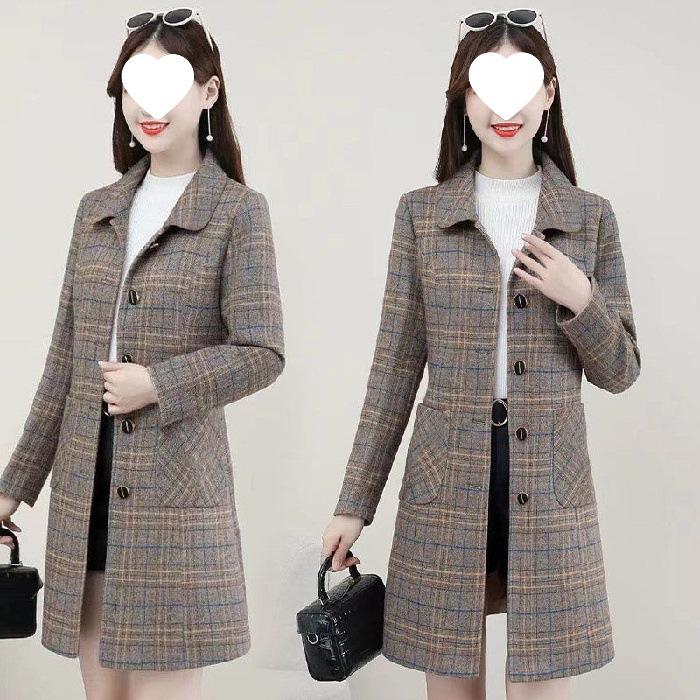 Elegant Plaid Wool Coat for Plus Size Middle-Aged Women - Autumn/Spring Style M хакі
Elegant Plaid Wool Coat for Plus Size Middle-Aged Women - Autumn/Spring Style M хакі