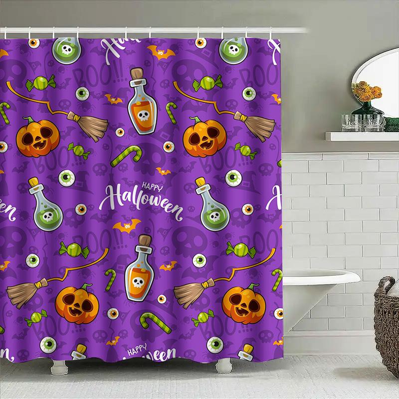 Tuniu Halloween Striped Shower Curtain Cute Pumpkins Ghosts Bat Decorations Funny Bathroom Decor W60H190(CM)-1 Pcs
Tuniu Halloween Striped Shower Curtain Cute Pumpkins Ghosts Bat Decorations Funny Bathroom Decor W60H190(CM)-1 Pcs