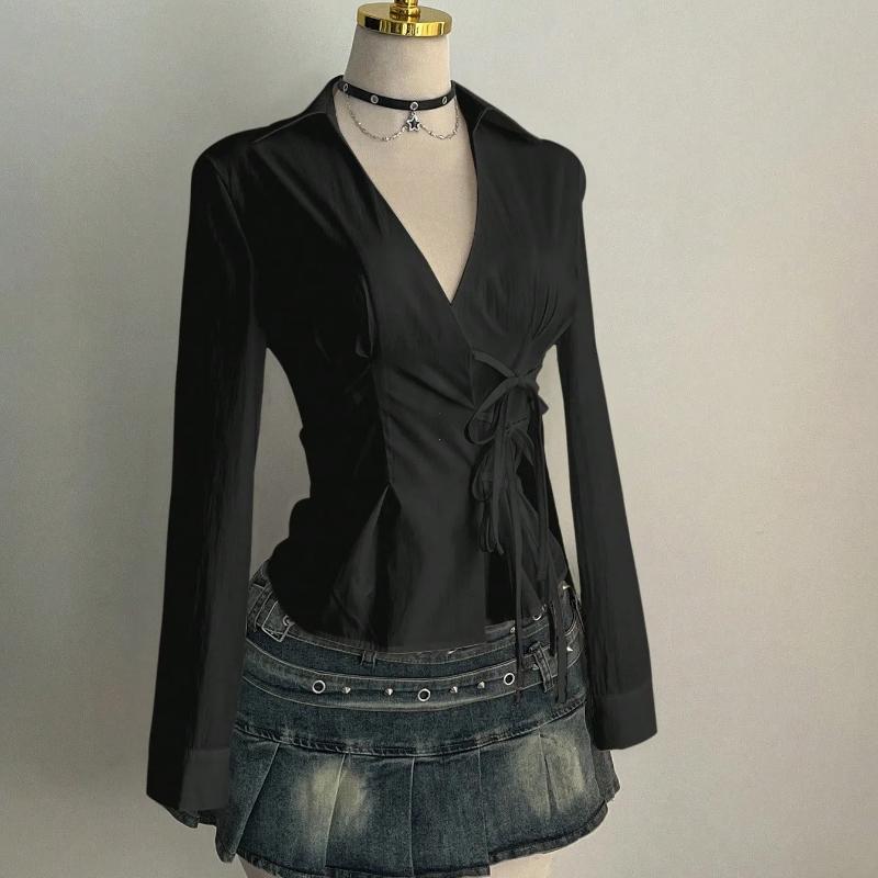 Harajuku Women s Shirt Unique Aesthetic Solid Color Slim Fit Sexy Y2K Girls Tie-Waist Gothic Street Style Casual V-Neck Tops L чорний
Harajuku Women s Shirt Unique Aesthetic Solid Color Slim Fit Sexy Y2K Girls Tie-Waist Gothic Street Style Casual V-Neck Tops L чорний