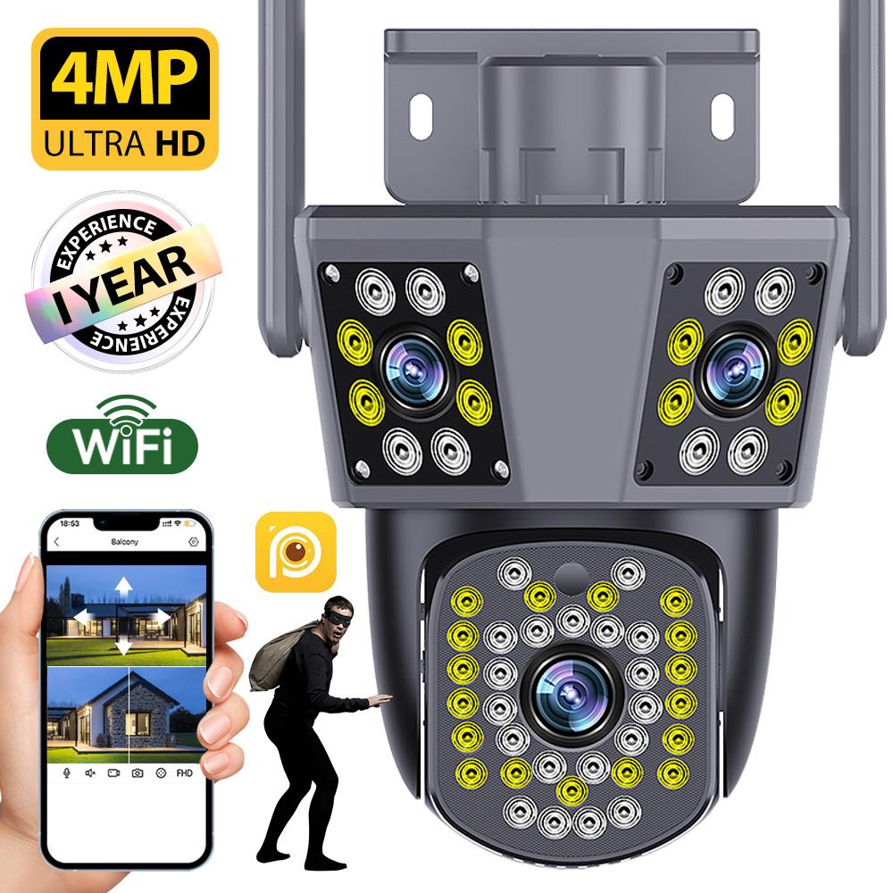 6MP 3K WIFI IP Outdoor Camera Motion Tracking PTZ Video Camera Three Lens Three Screen Waterproof Security System 6MP Camera US Plug
6MP 3K WIFI IP Outdoor Camera Motion Tracking PTZ Video Camera Three Lens Three Screen Waterproof Security System 6MP Camera US Plug