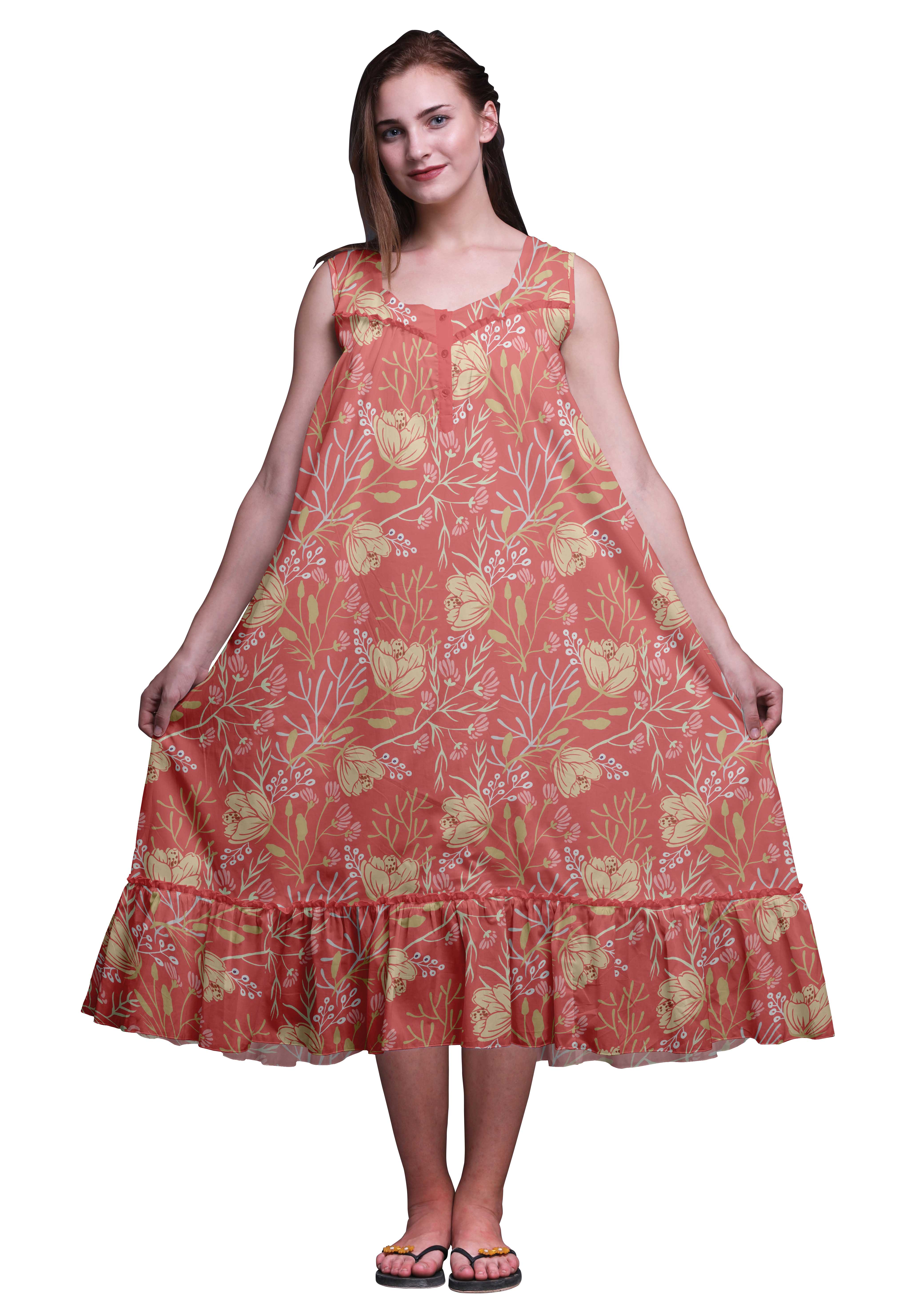 Bimba Dark Peach2 Цветочные художественные хлопковые ночные рубашки без рукавов для женщин Пижамы с принтом до середины икры Large глубоко персикового
Bimba Dark Peach2 Цветочные художественные хлопковые ночные рубашки без рукавов для женщин Пижамы с принтом до середины икры Large глубоко персикового