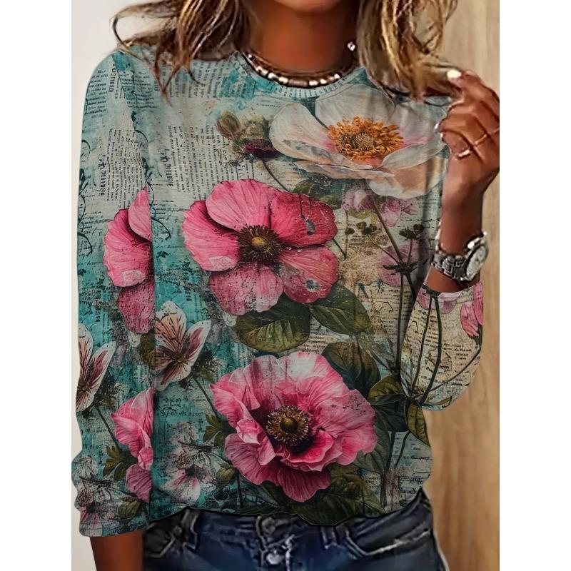 Топ с круглым вырезом и 3D-цветочным принтом, повседневные женские футболки с длинным рукавом - Мягкая полиэстеровая ткань средней эластичности, одежда свободного кроя для весны и осени 5XL
Топ с круглым вырезом и 3D-цветочным принтом, повседневные женские футболки с длинным рукавом - Мягкая полиэстеровая ткань средней эластичности, одежда свободного кроя для весны и осени 5XL