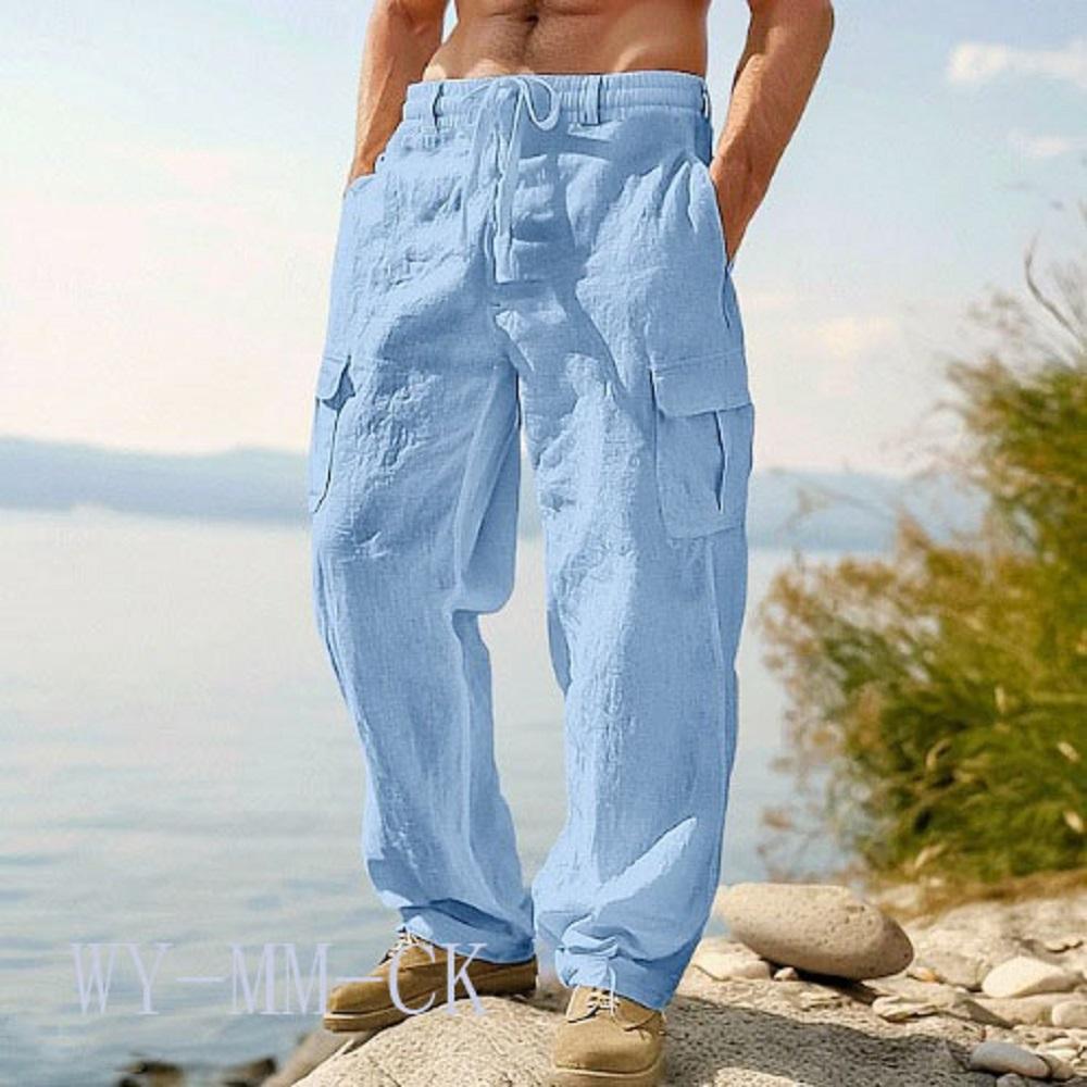 European And American Men s Cotton And Linen Trousers Multi-pocket Work Pants Loose Straight Sportswear And Casual Trousers S
European And American Men s Cotton And Linen Trousers Multi-pocket Work Pants Loose Straight Sportswear And Casual Trousers S