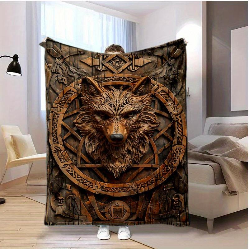 Viking Wolf Flannel Throw Blanket, Abstract Animal Retro Design, All Season Soft for Home Office Travel, Unique Decor Gift Idea 75x90cm
Viking Wolf Flannel Throw Blanket, Abstract Animal Retro Design, All Season Soft for Home Office Travel, Unique Decor Gift Idea 75x90cm